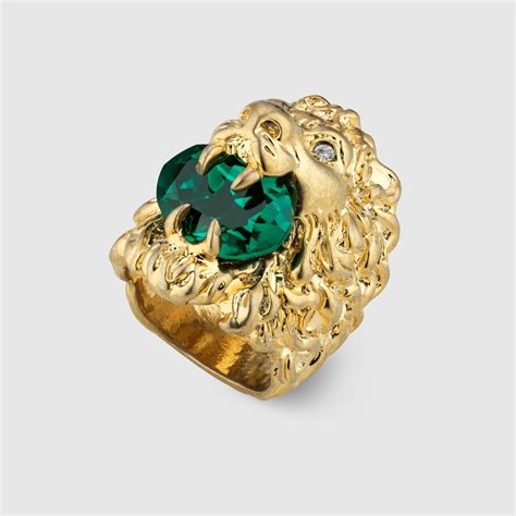 anello testa di leone con cristallo gucci|Gucci Anello con testa di leone .